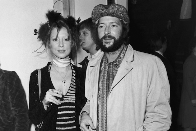 British musician Eric Clapton and his girlfriend Pattie Boyd attend the premiere of the rock opera 'Tommy' in London, 27th March 1975. (Photo by Central Press/Hulton Archive/Getty Images)