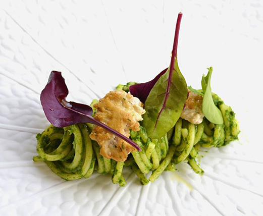 Livello1, Spaghettoni Felicetti con crema di broccoletti e salsiccia di Pesce Spada di Ponza