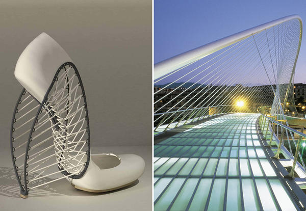 Scarpe di Marla Marchant e il Ponte Zubizuri di Santiago Calatrava a Bilbao