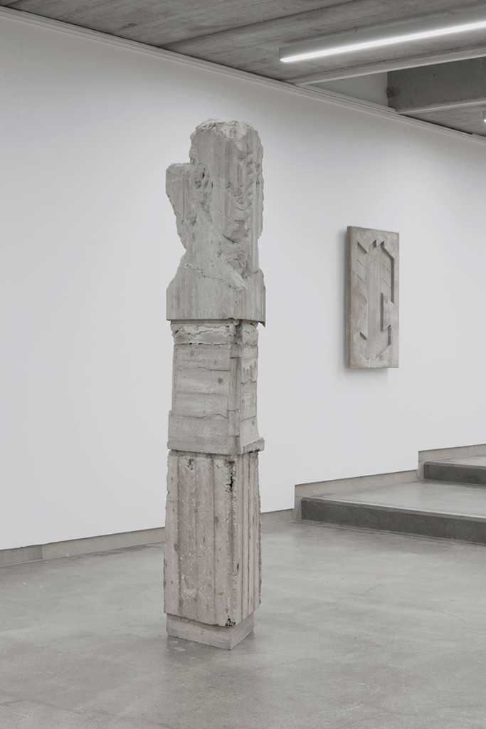 Luca Monterastelli, From left: Never Again, reinforced concrete, cm 240 x 50 x 50, 2017 Forging Fears: Fast Lines, Stripes Again and Whatever, reinforced concrete, cm 100 x 60 x 10, 2017, Courtesy the Artist
